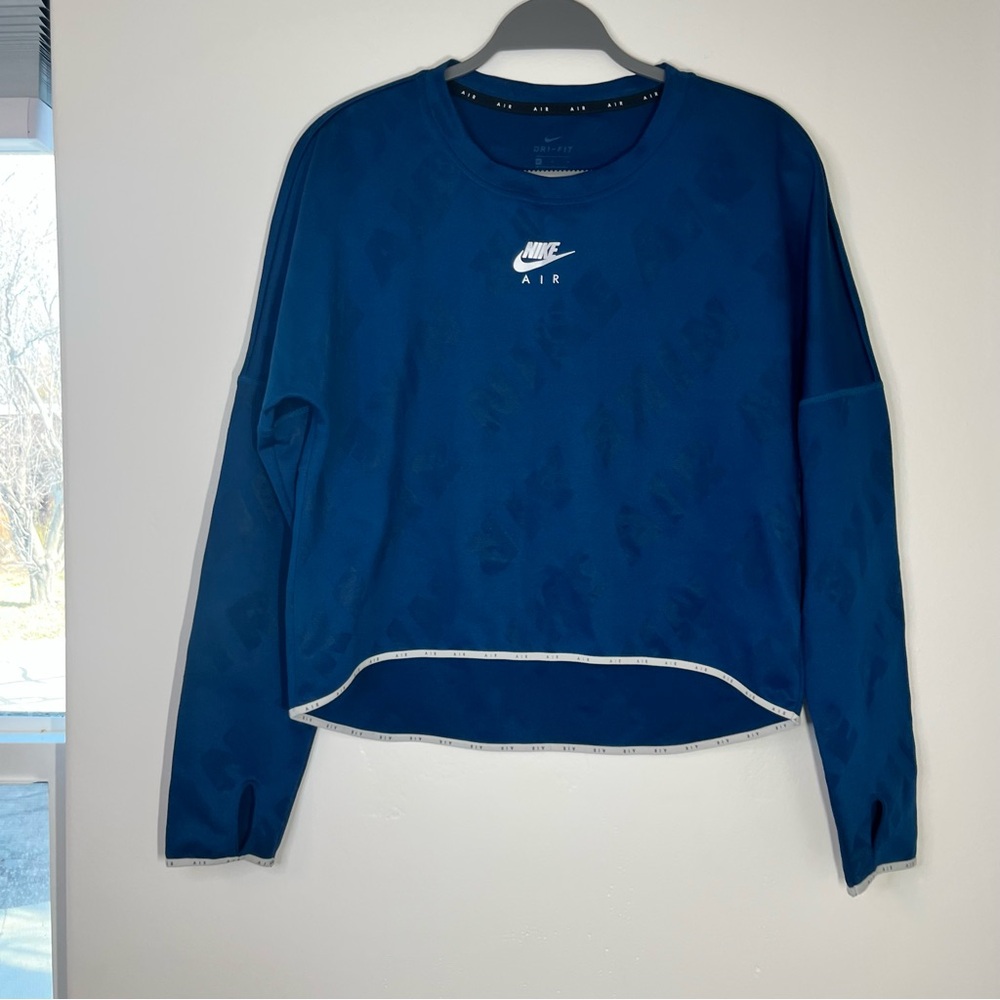Nike Air Dri-FIT Blue Cropped Sweatshirt Thumb Holes